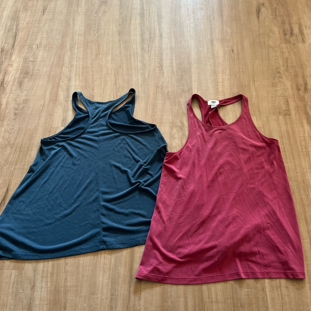 Blue and red tank tops